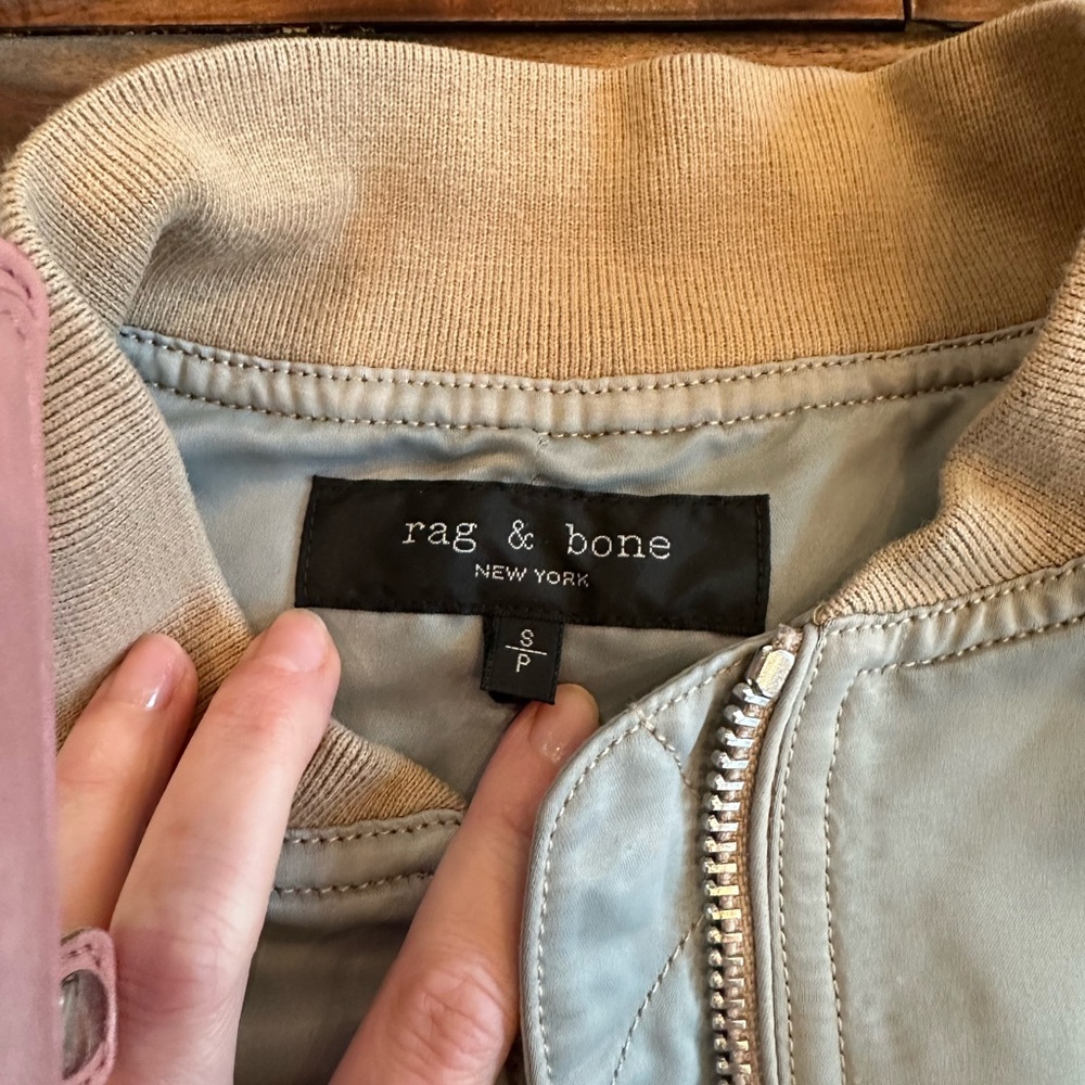 Rare Rag & Bone Manston Bomber Jacket in light iridescent blue size small - Picture 2 of 6